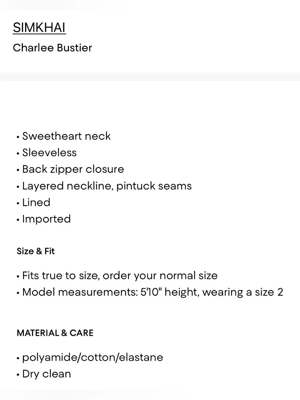 SIMKHAI Charlee Bustier Top in Black and White
